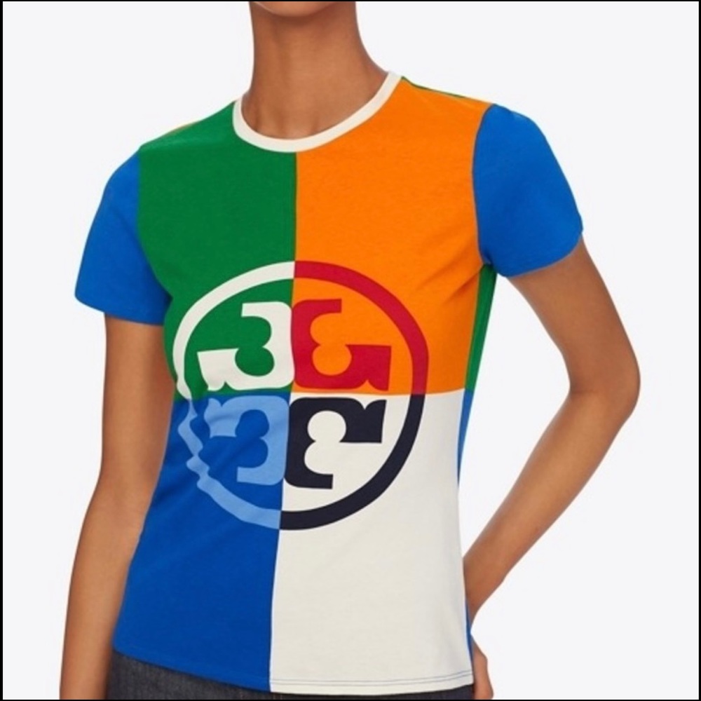 COPY - Tory Burch Colorblock Logo shirt, size small! Only worn once…